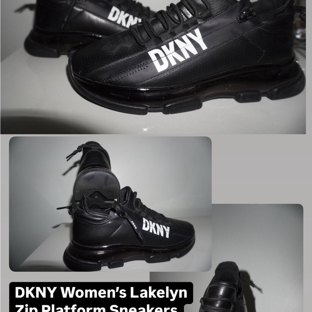 DKNY Black Chunky Sneakers with Modern Silhouette